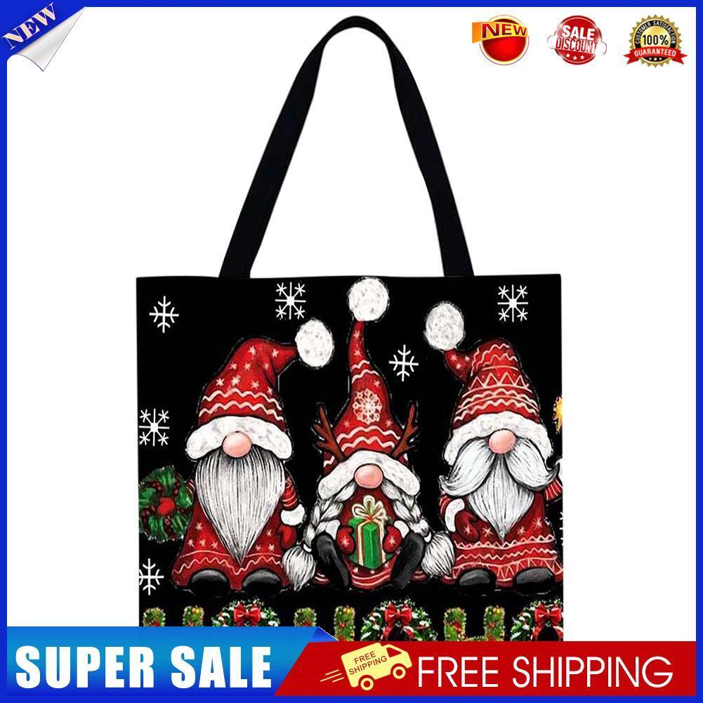 Santa Claus Printed Shoulder Shopping Bag Casual Large Tote Handbag