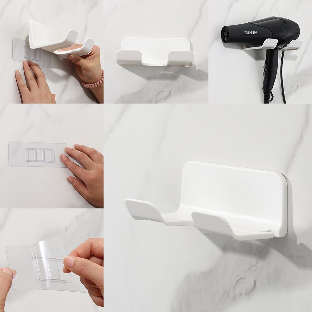Plastic Home Storage Shelf Hairdryer Hook Storage Rack Hair Dryer Holder