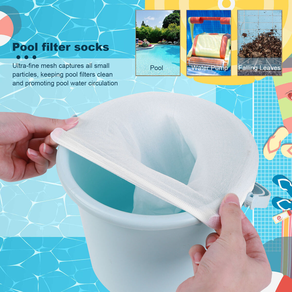 10 Pack Pool Skimmer Socks Basket Filter for Inground Above Ground Pool