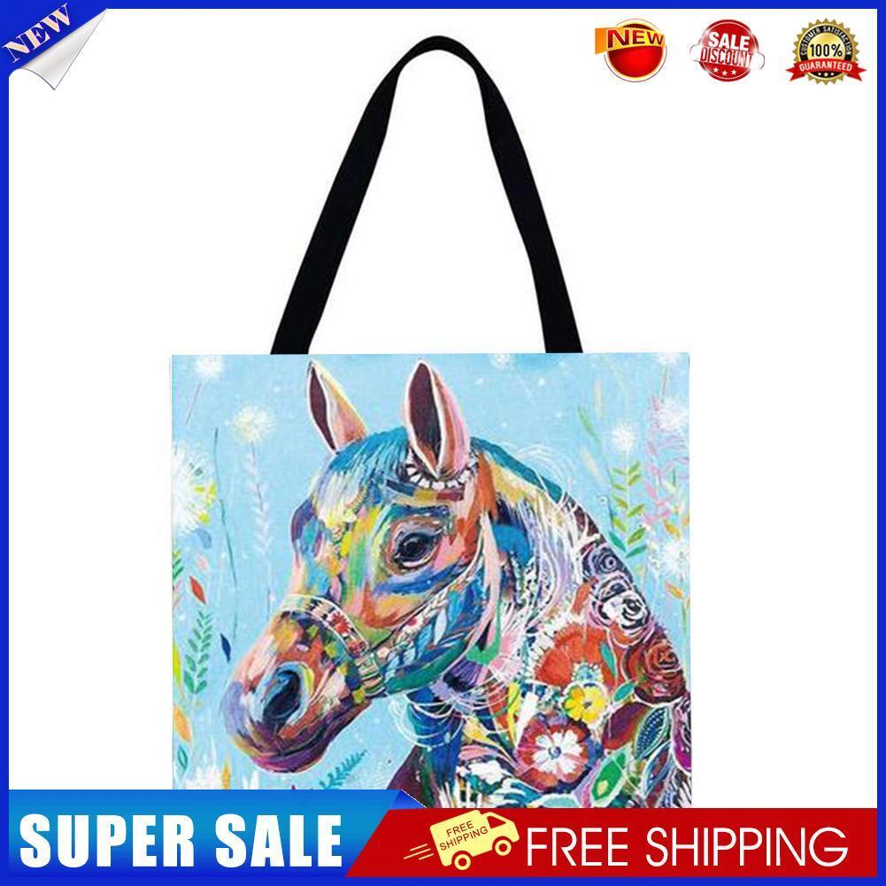 Color horse Printed Shoulder Shopping Bag Casual Large Tote Handbag