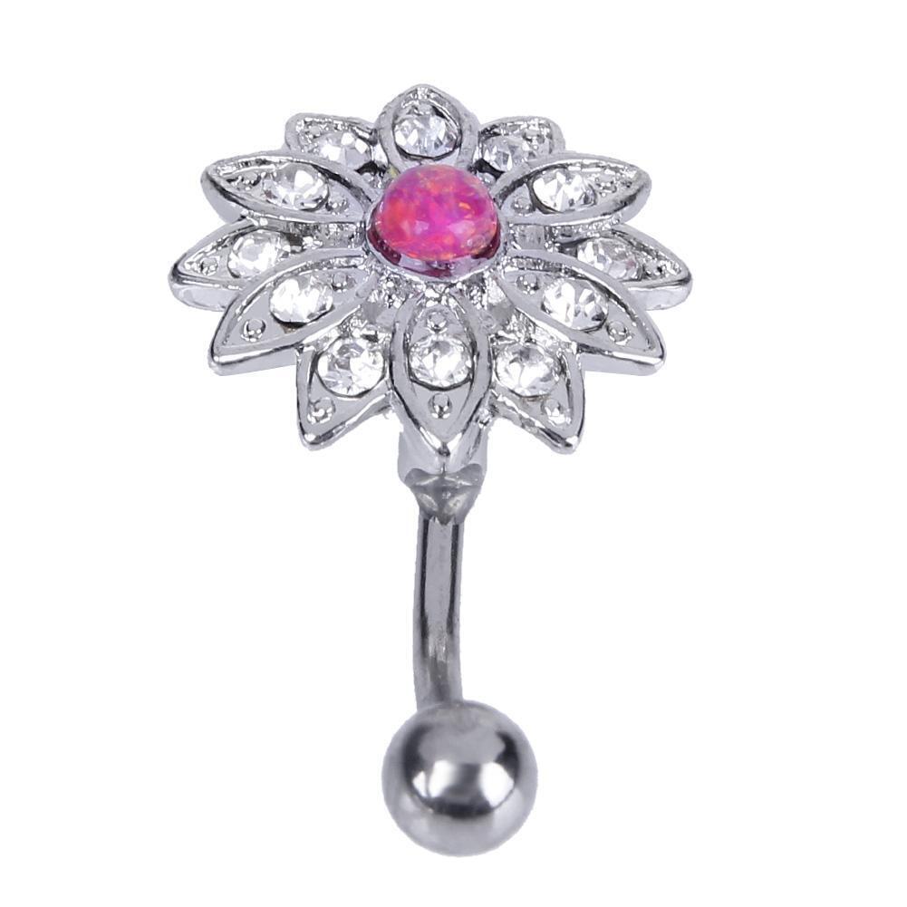 Elegant Natural Body Piercing Jewelry Opal Crystal Flower Navel Nail(OP23)