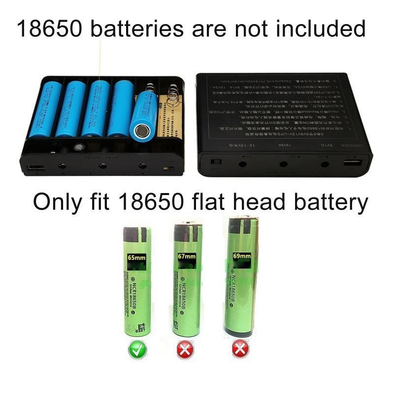 USB 5V DC 9V 12V Output 6x 18650 Battery UPS DIY Power Bank Box for Router LED