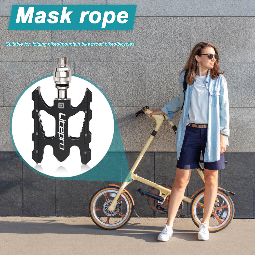 1 Pair Folding Bicycle Pedals Road Bike Cycling Quick Release Foot Pedal