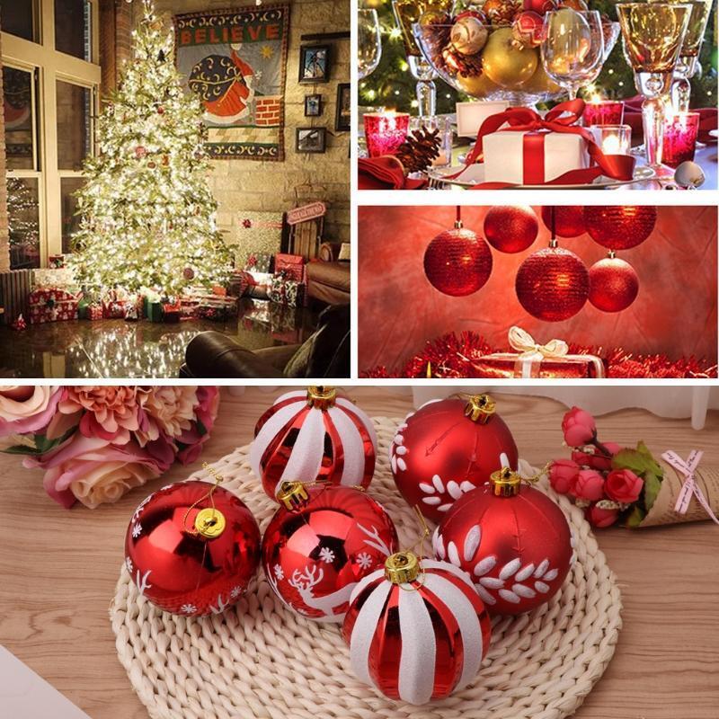 3.15'' Christmas Balls Shatterproof Painted Ornaments Party Decorations Set of 6