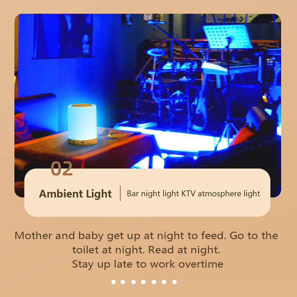 LED Colorful Touch Night Light Dimmable USB Charge RGB Bedside Table Lamp