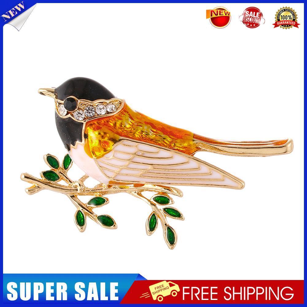 Rhinestone Enamel Oriole Bird Brooches Alloy Bird Branch Brooch Pins(1)