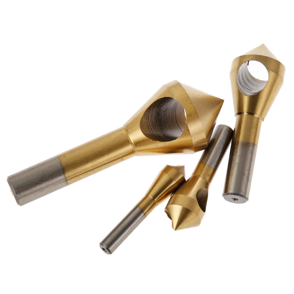 4pcs Titanium Coated Countersink Deburring Tool Set Metal Drill Bit Chamfer
