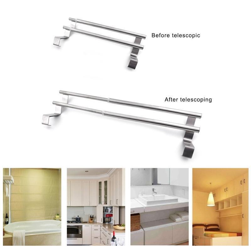 Wall Hanging Towel Bar Double-Layer Retractable Hanger Bathroom Accessories