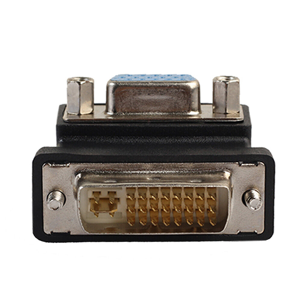 DVI-I 24+5 Male to VGA 15 Pin Female 90° Right Angle Convertor Adapter HD