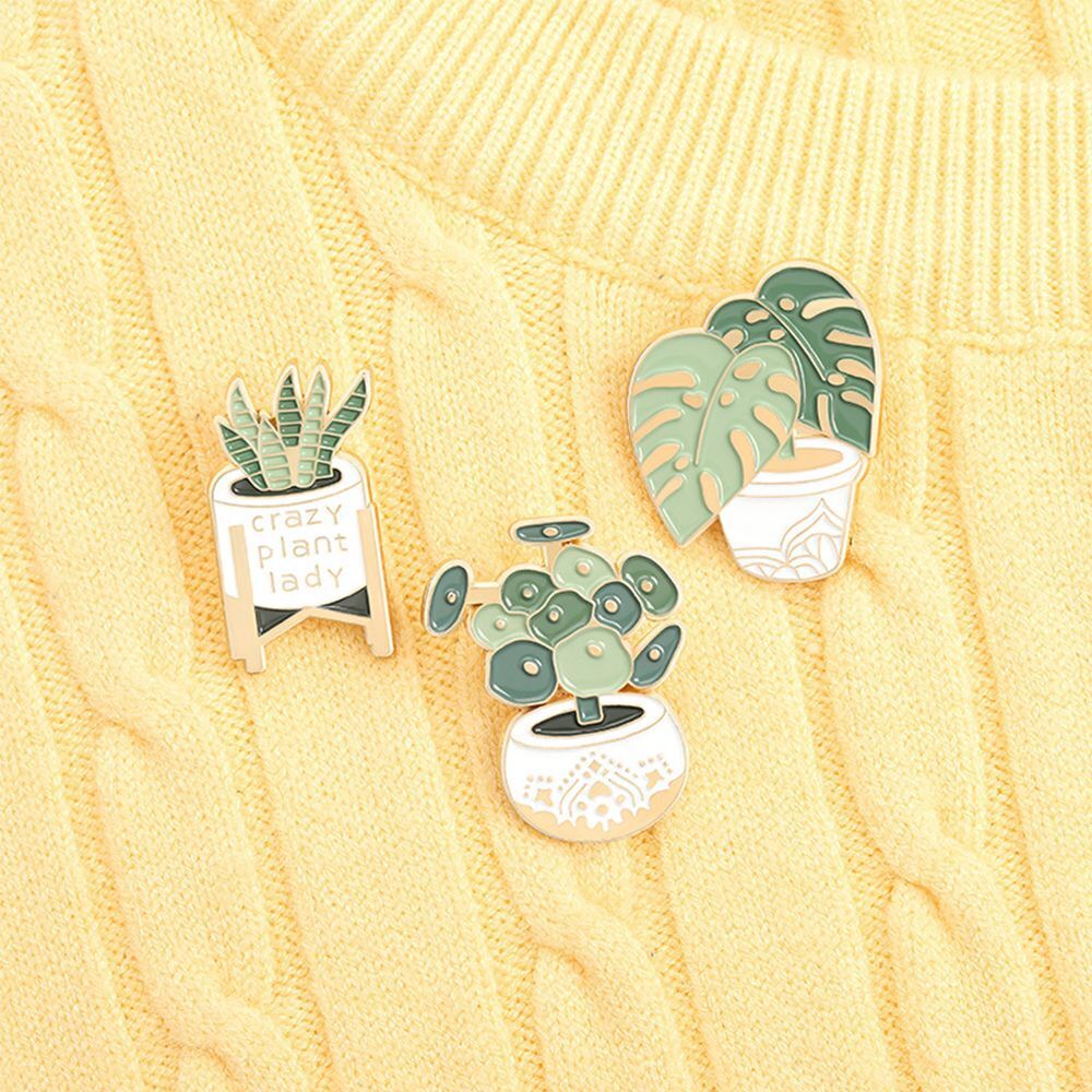 Bag Clothes Custom Potted Plant Badge Lapel Pin Crazy Plant Lady Enamel Pins