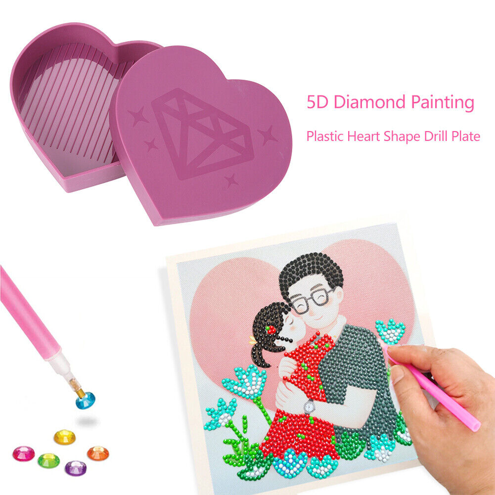 Diamond Painting Tray Plastic Heart Shape Drill Plate 7x7cm (Light Purple)