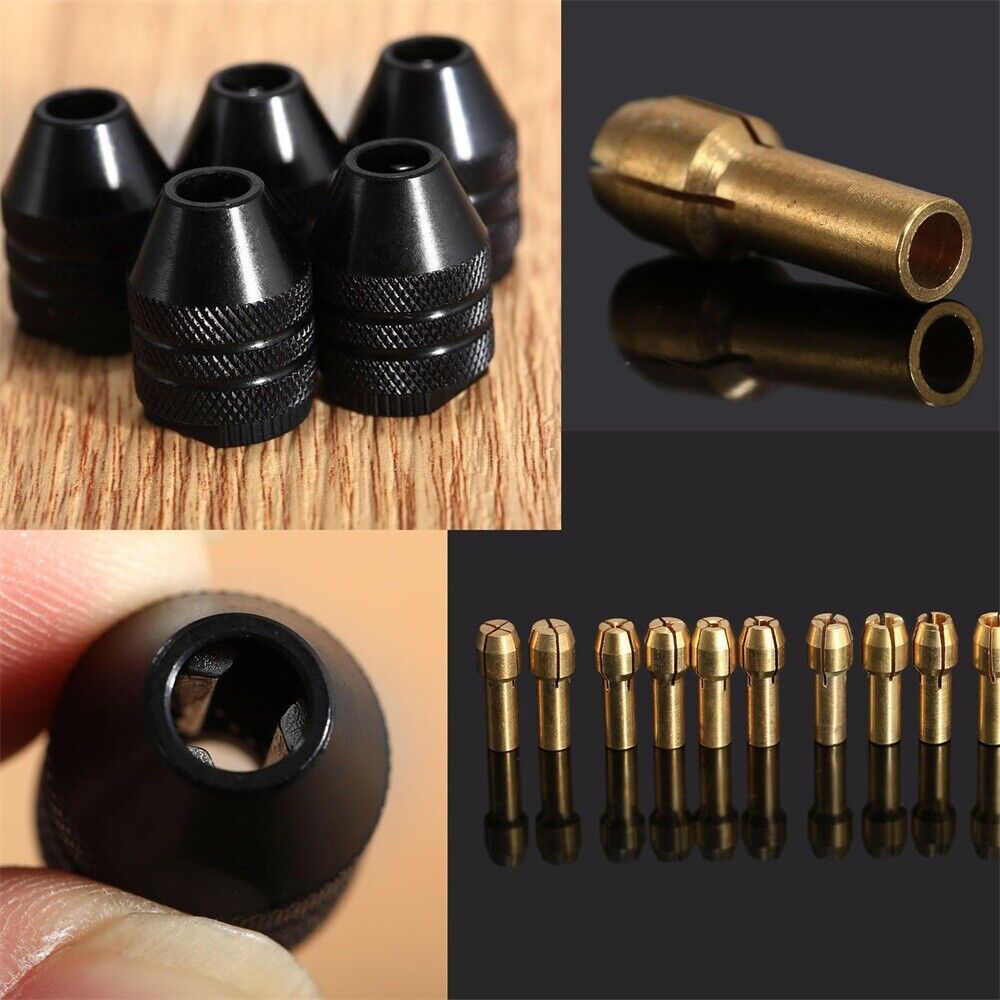 0.5mm-3.2mm Brass Collet Bits 4.8mm Shank & Drill Keyless Chuck Rotary Tool C6B