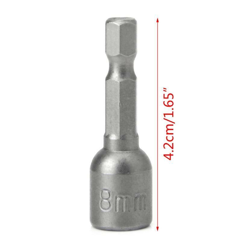 10 Pcs Magnetic Nut Driver Set 8mm 5/16" Socket Adapter Hex Drill Bit