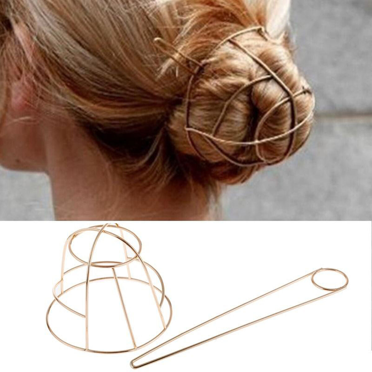2Pcs Chic  Bun Holder  Slide Clip pin stick the  Accessories