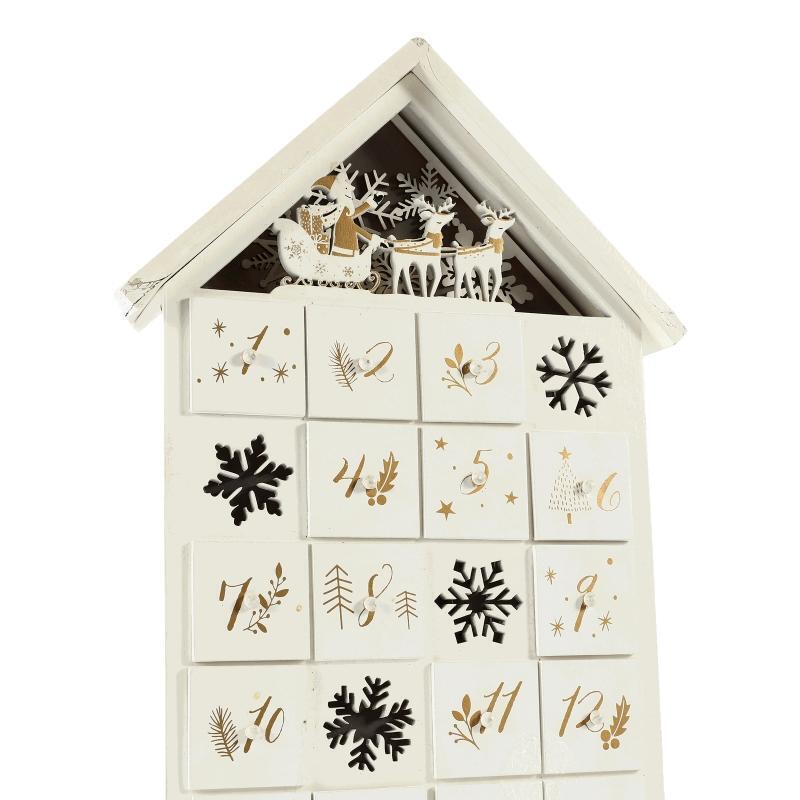 24 Day Advent Calendar Wooden Countdown to Christmas Calendar Deco w/ 24 Drawers