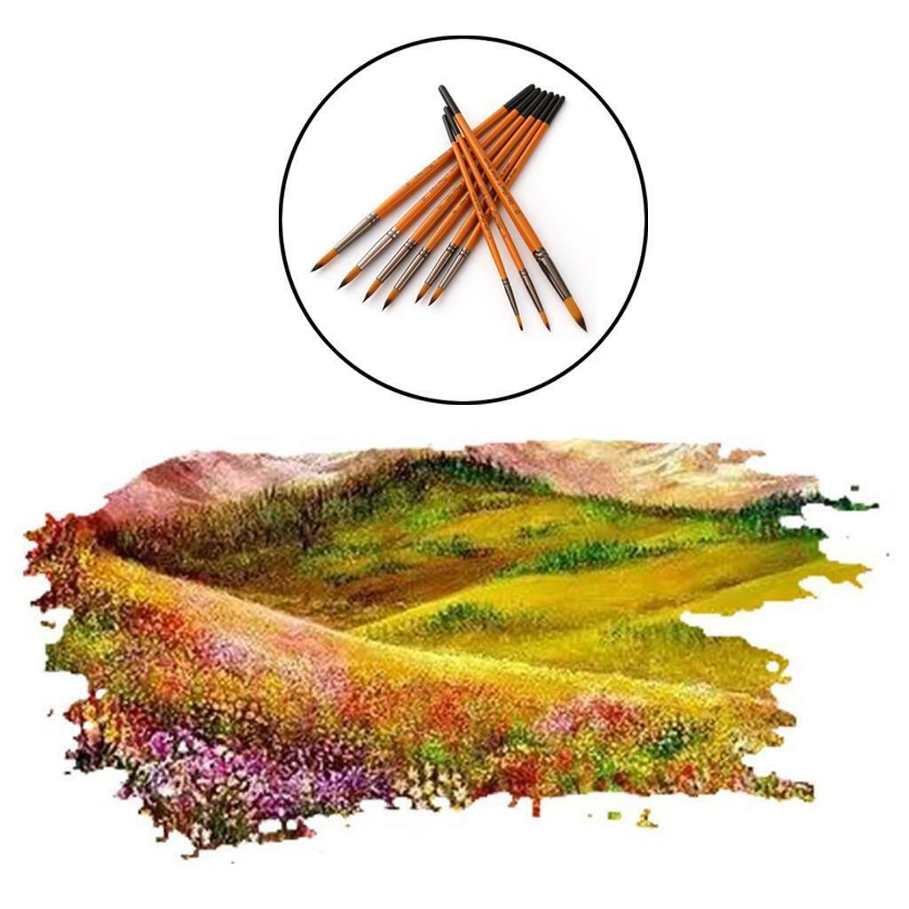 12Pcs Painting Brushes Set  Watercolour Oil Paint Round Pointed Tip