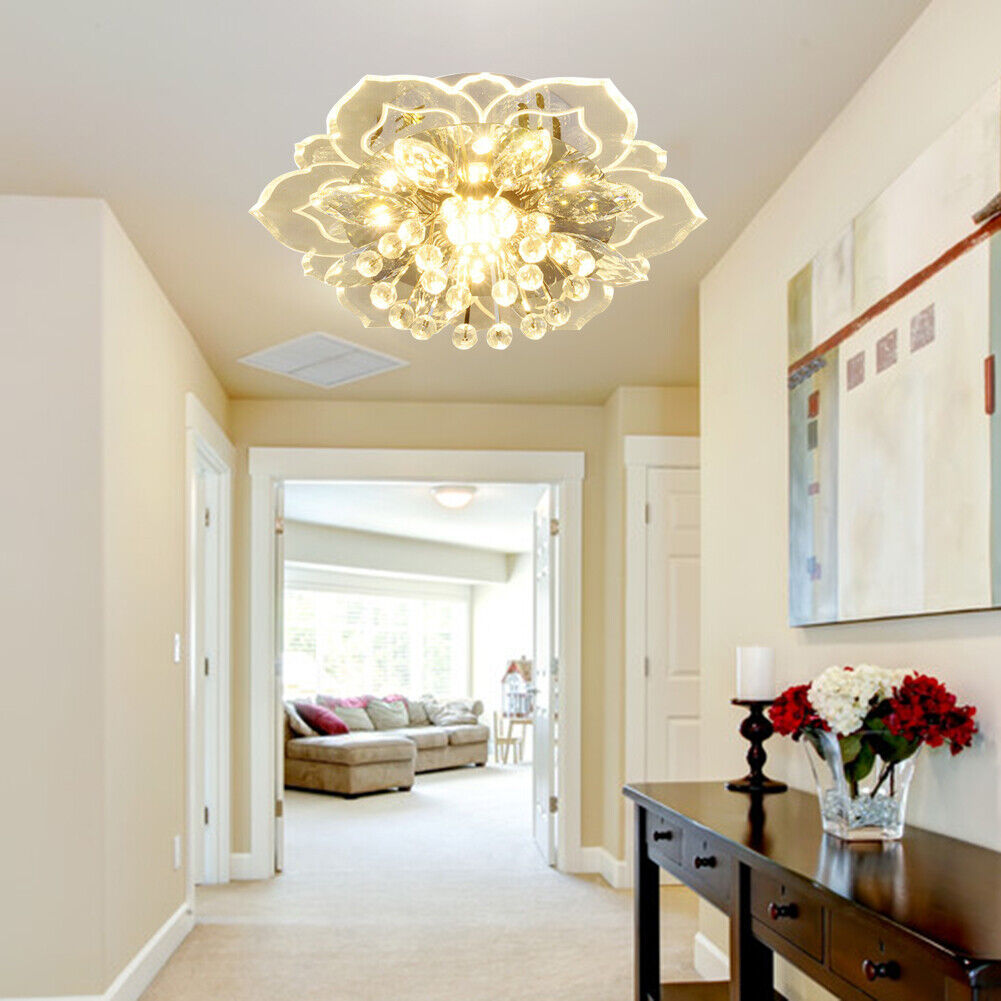 Modern LED Flower Crystal Ceiling Chandelier 9W Decor Lamp (Warm White)