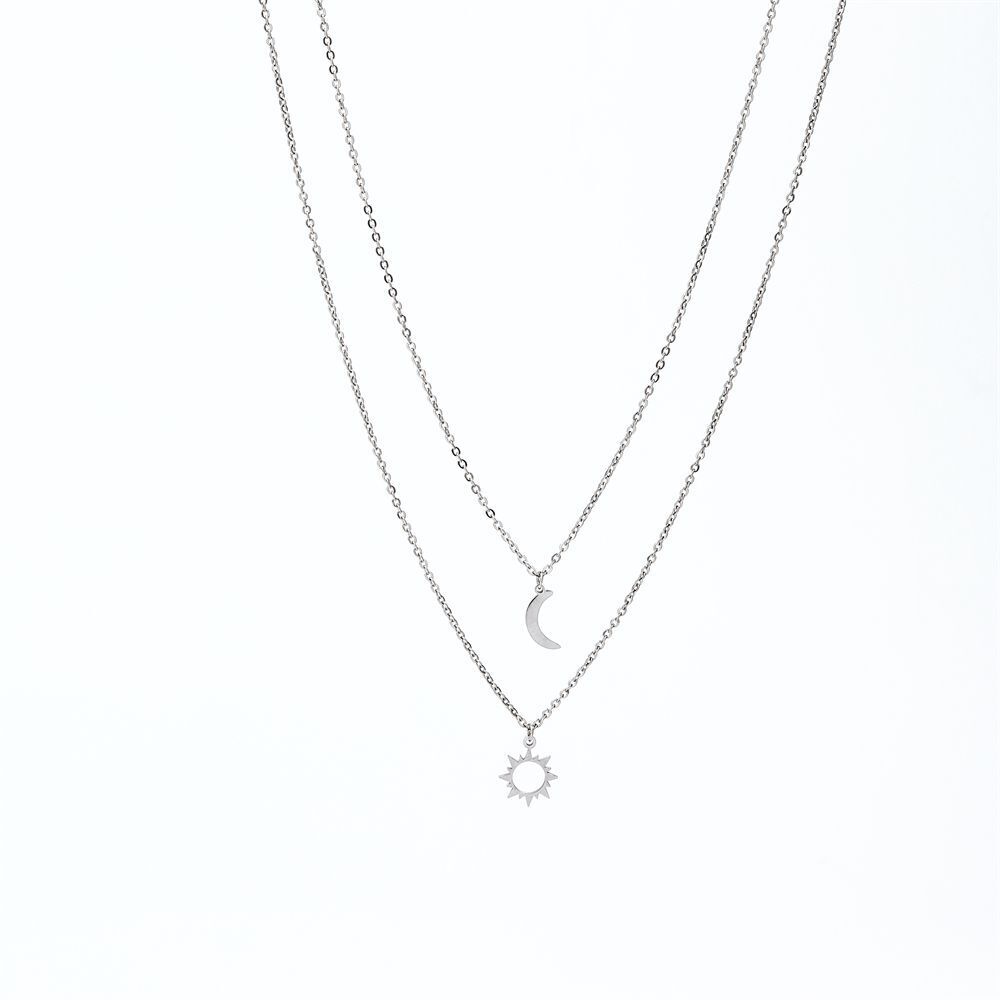 Day Gift Couple Pendant Clavicle Necklace Moon Sun Necklace Family Jewelry