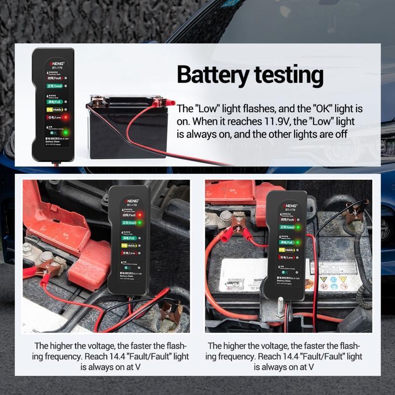 Car Battery Tester with LED Indicators Digital Multi Functions Alternator Tester