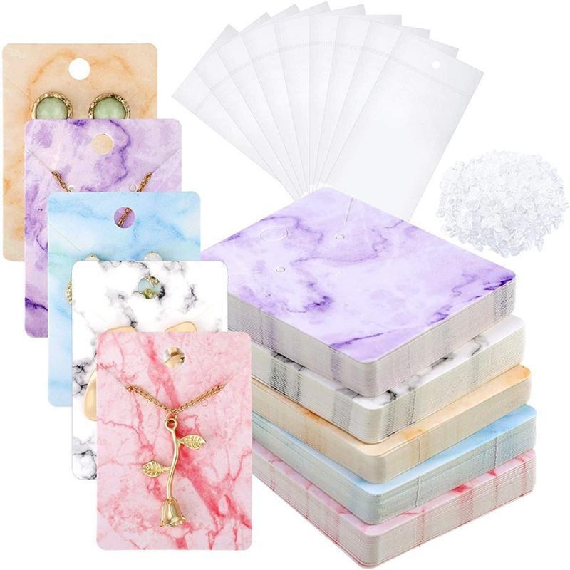 Marble Earring Display Card Set Include Jewelry Display Cards Self-Seal Bags