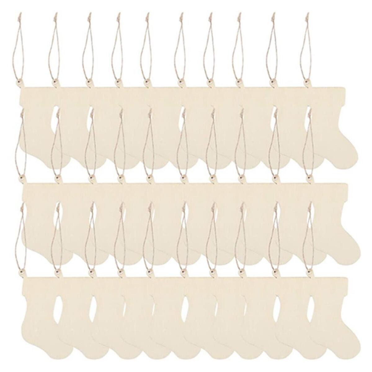 50Pcs Christmas Wooden Ornaments Festival Embellishment Party Wood Slice