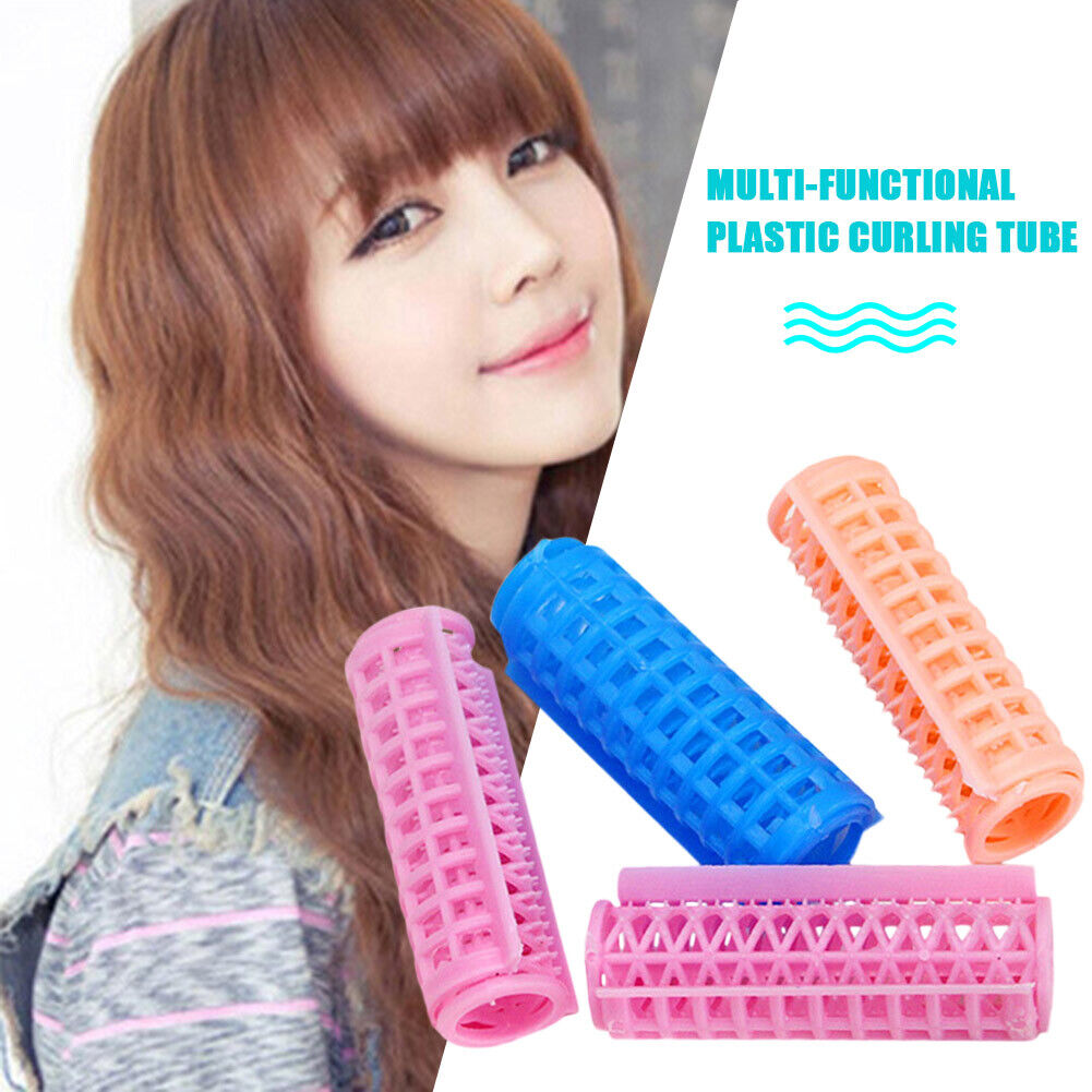 4x Salon Hair Curler Rollers DIY Hairdressing Styling Curling Grip Clips