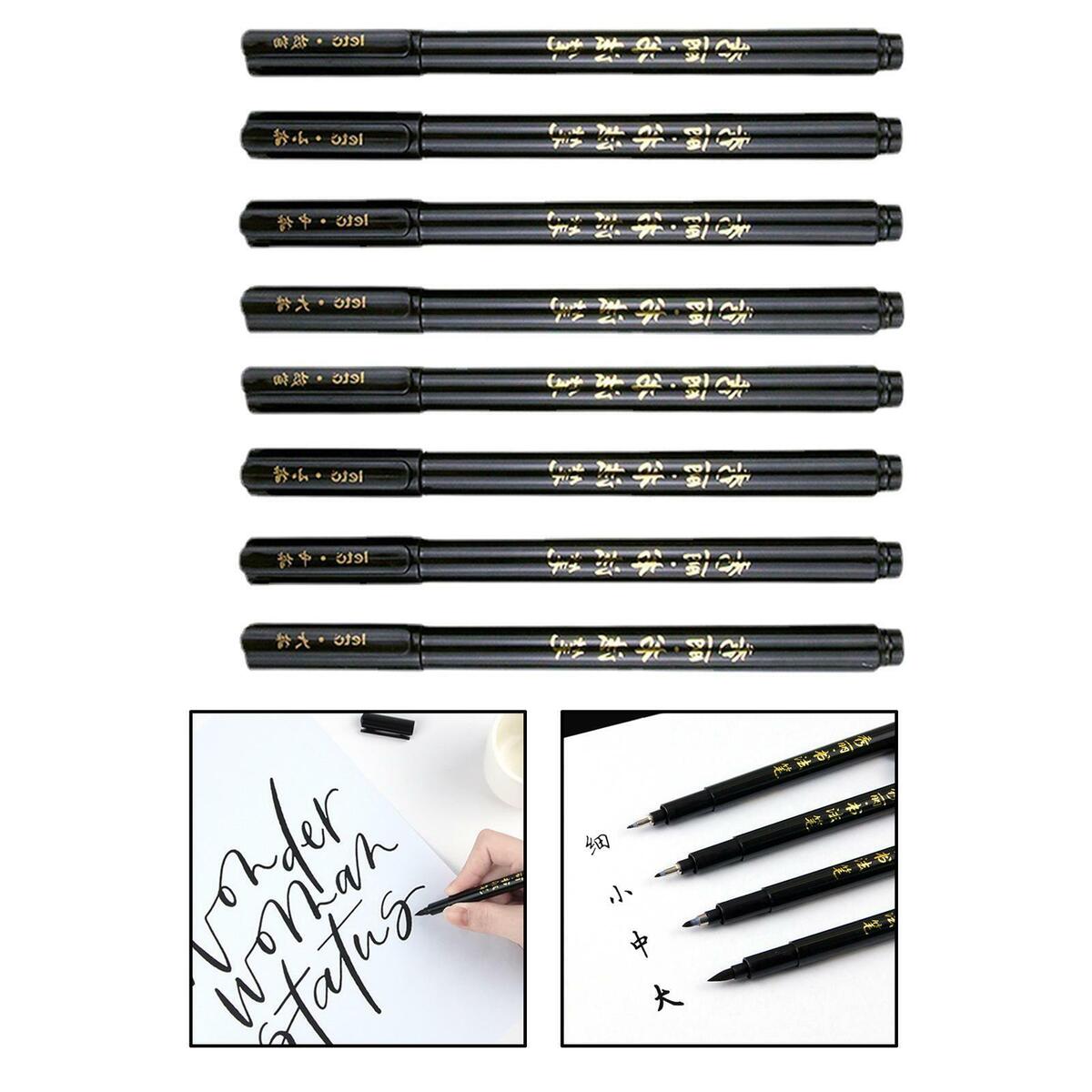 8Pcs Chinese Pen Writing  Painting Brush Japanese Calligraphy Pen