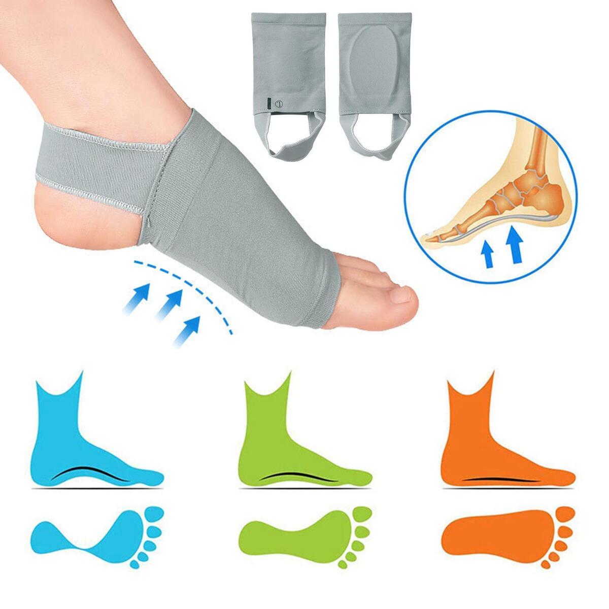 2 Pieces Soft Arch Support Braces Protector with Pads Arch Socks Wrap for Flat