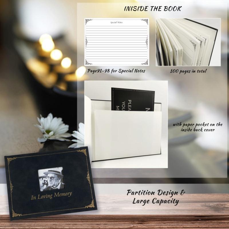 Funeral Guest Book with Pu In Loving Memory Cover elebration of Life Remembrance