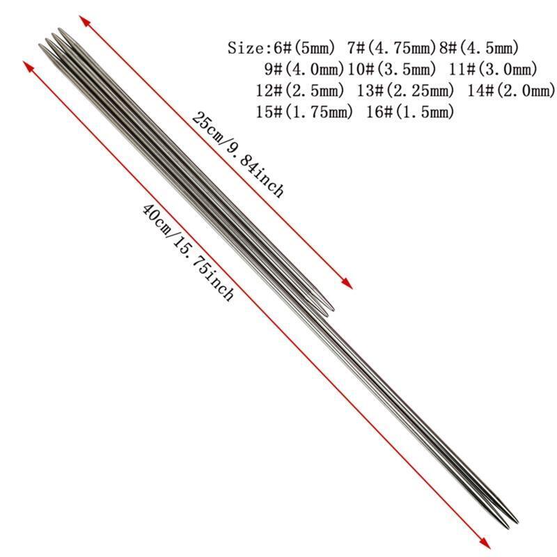 Stainless Steel Knitting Needle Set with Storage Bag 33Pcs Needlework Tool