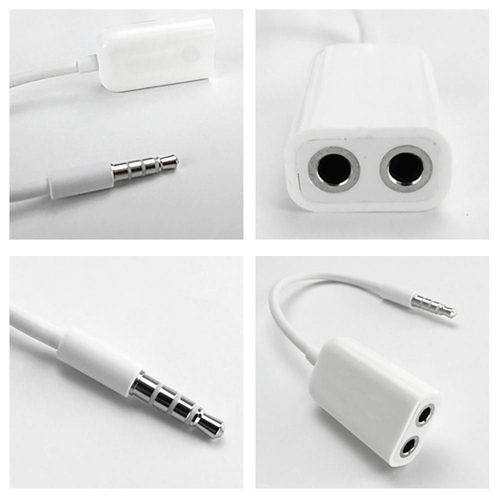 Stereo 3.5mm Headphone Y Splitter White Audio Cable 1 Male To 2 Female