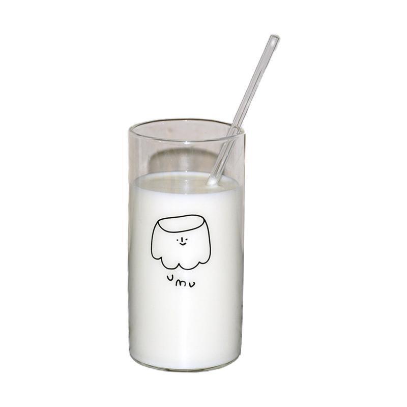Coffee Mug Wine Glass Material Drink Cups Transparent Glass Drinkware with Straw