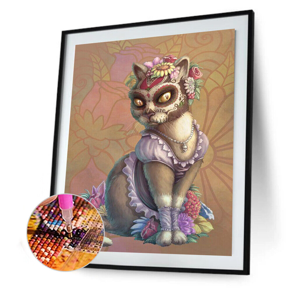5D DIY Full Round Drill Diamond Painting Royal Cat Animal Home Decor Art