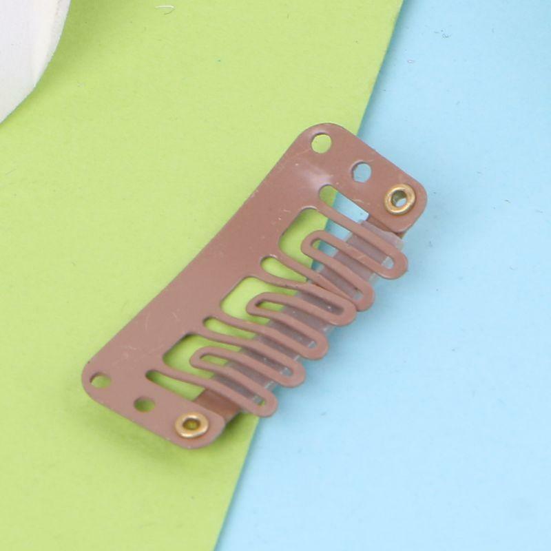 Hot 32mm 10 pcs Middle U Brown Snap Hair Clip For Wig Hair Extension