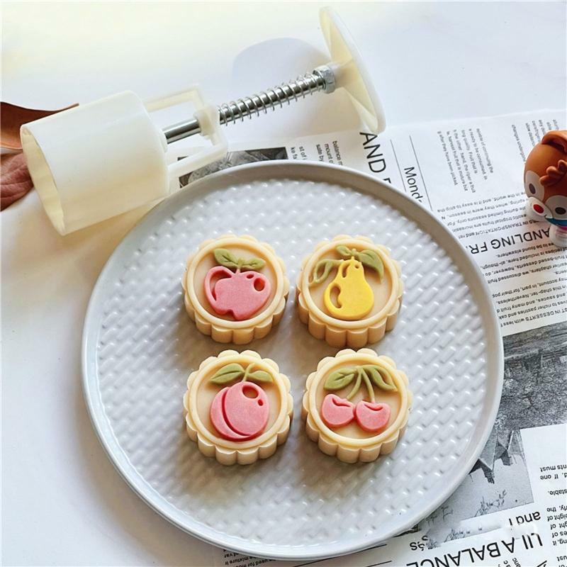 50g Plastic Material Mooncake Mold Fruit Shaped Stamps Moon Cake Moulds for DIY