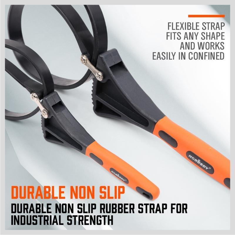Strap Wrench Plumbing Grip Wrench Oil Filter Wrench Set with Max Dia 4" & 6"