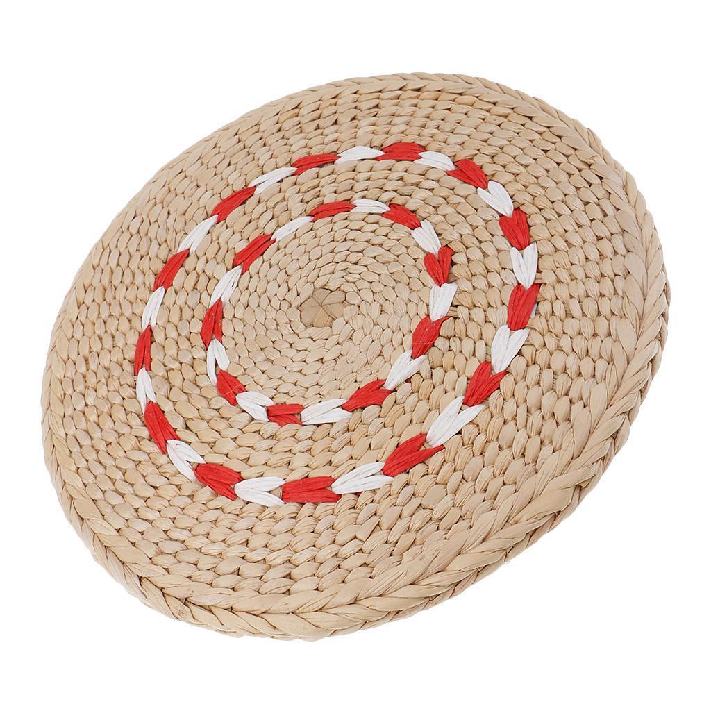 2pc Natural Straw Round Pouf Tatami Cushion Meditation Yoga Mat Zafu Cushion