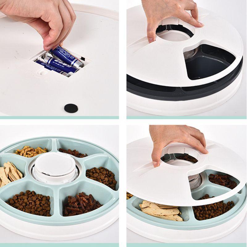 Automatic Pet Feeders 6-Meal Dog and Cat Programmable Animal Food Bowl Digital