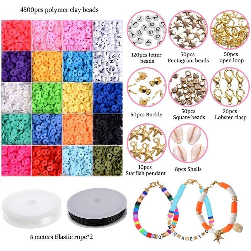 Loose Spacer Beads Necklace Earrings Diy Craft Kit with Decorative Accessories