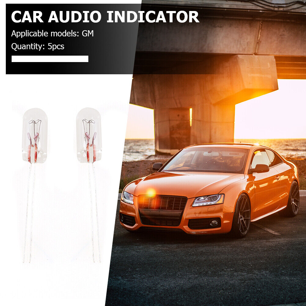 5pcs T5 14V Car Instrument Panel Audio Gear Indicator Light Bulbs Amber