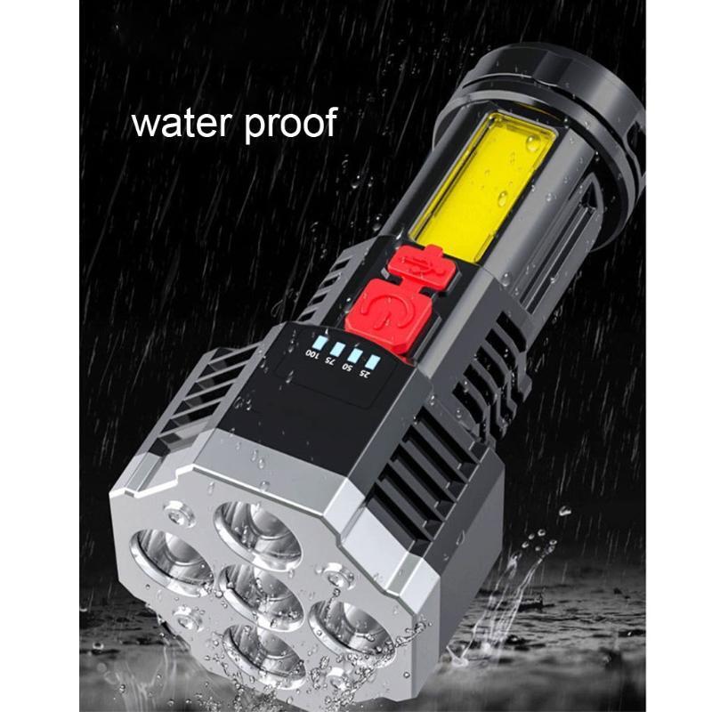 4 Modes Bright Handheld Flashlight w/ COB Side Light Portable Flashlight Camping
