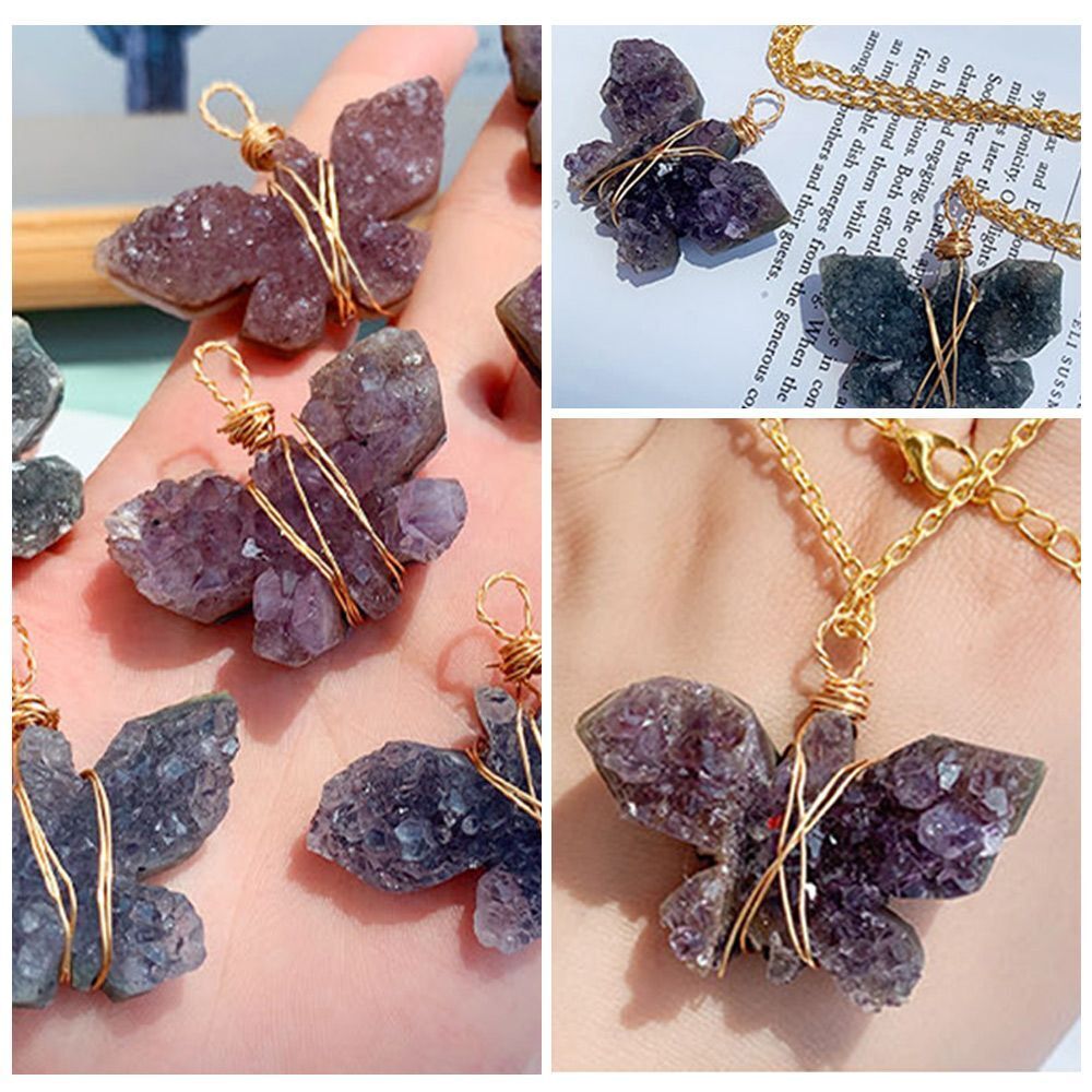 Necklace Pendant Crystal Crafts Jewelry Accessories Natural Amethyst Cluster