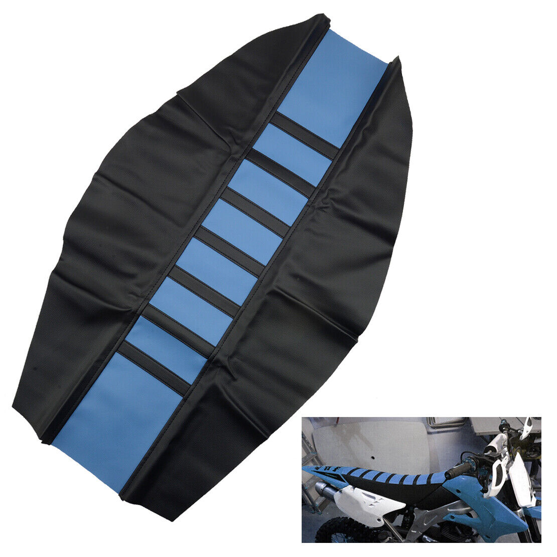 Universal Gripper Blue Soft Seat Cover Rib Skin for Dirt Pit Bike Motorcycle