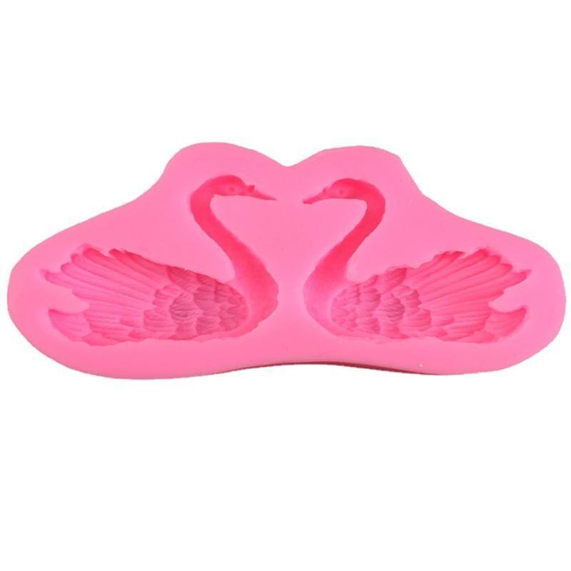 Exquisite A Pair of Swan Mold Craft Cake Chocolate Clay Soap Decorating Tool