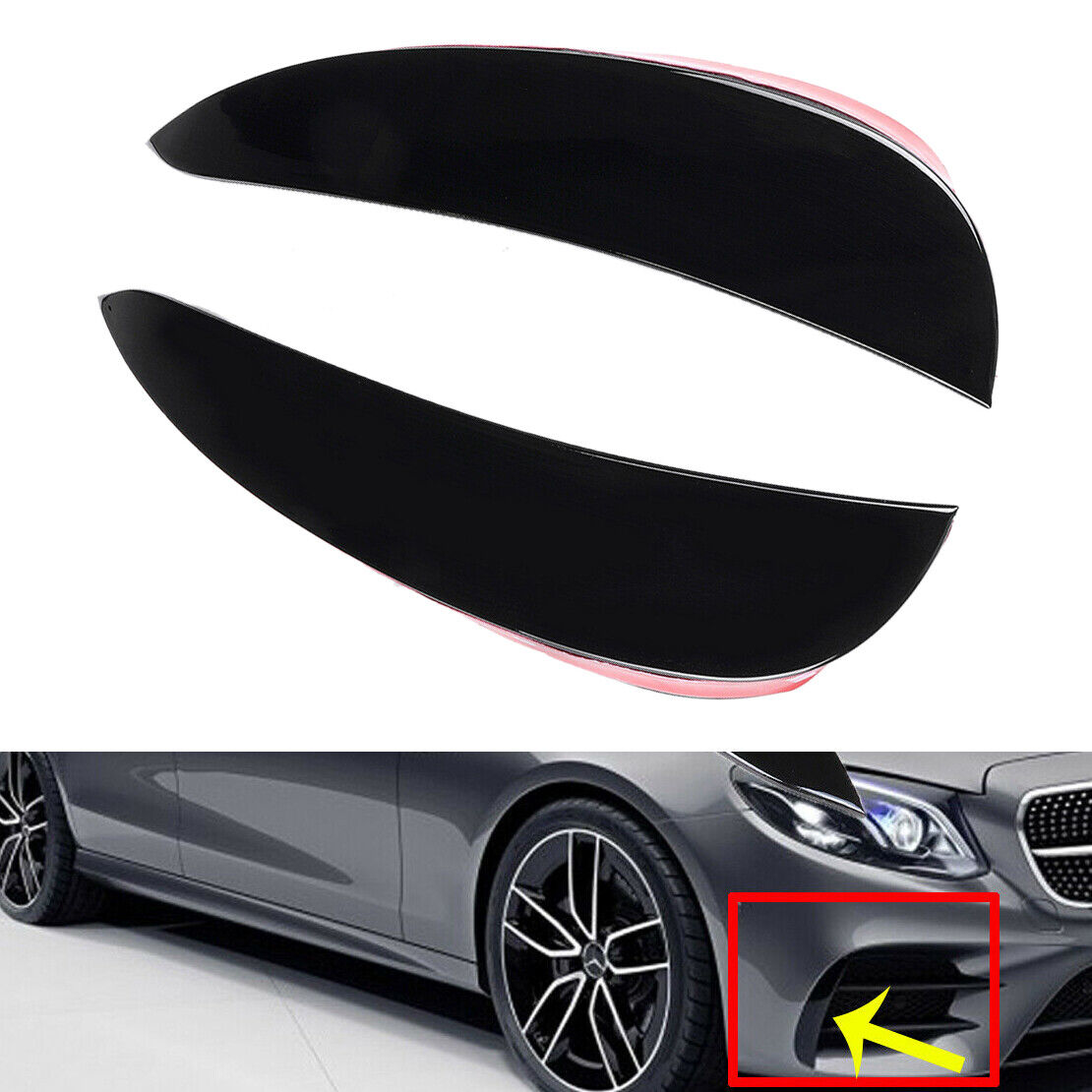 Car Front Bumper Canards Vent Flaps Fit For Mercedes-Benz E W213 E200 2016-2018
