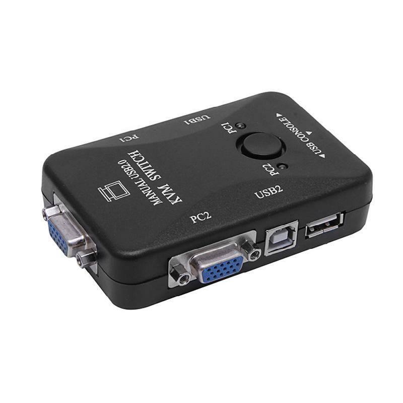 2 Port USB 2.0 KVM VGA Switch Box for 2 PC Printer Mouse Keyboard Monitor Manual
