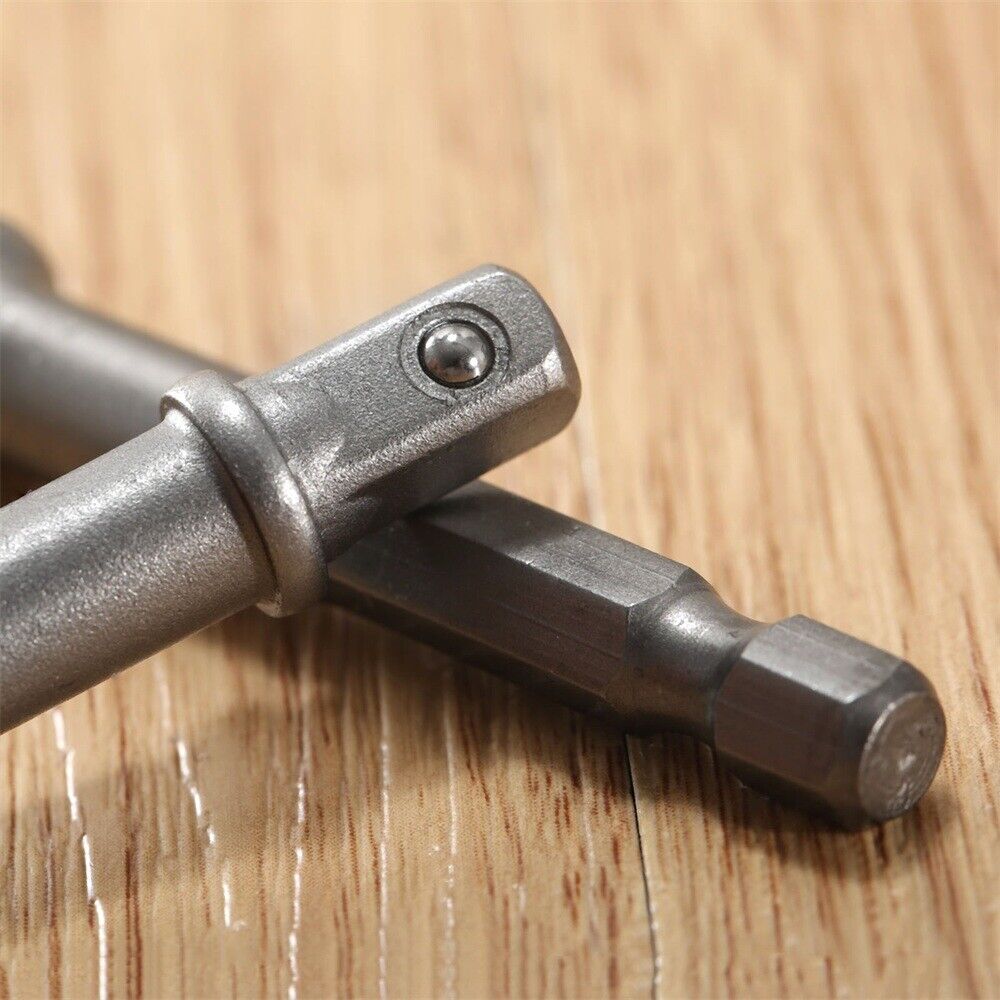 Screwdriver Impact Drill 3pc Socket Adapter Hex to 1/4" 3/8 1/2 Inch Bit Ratchet