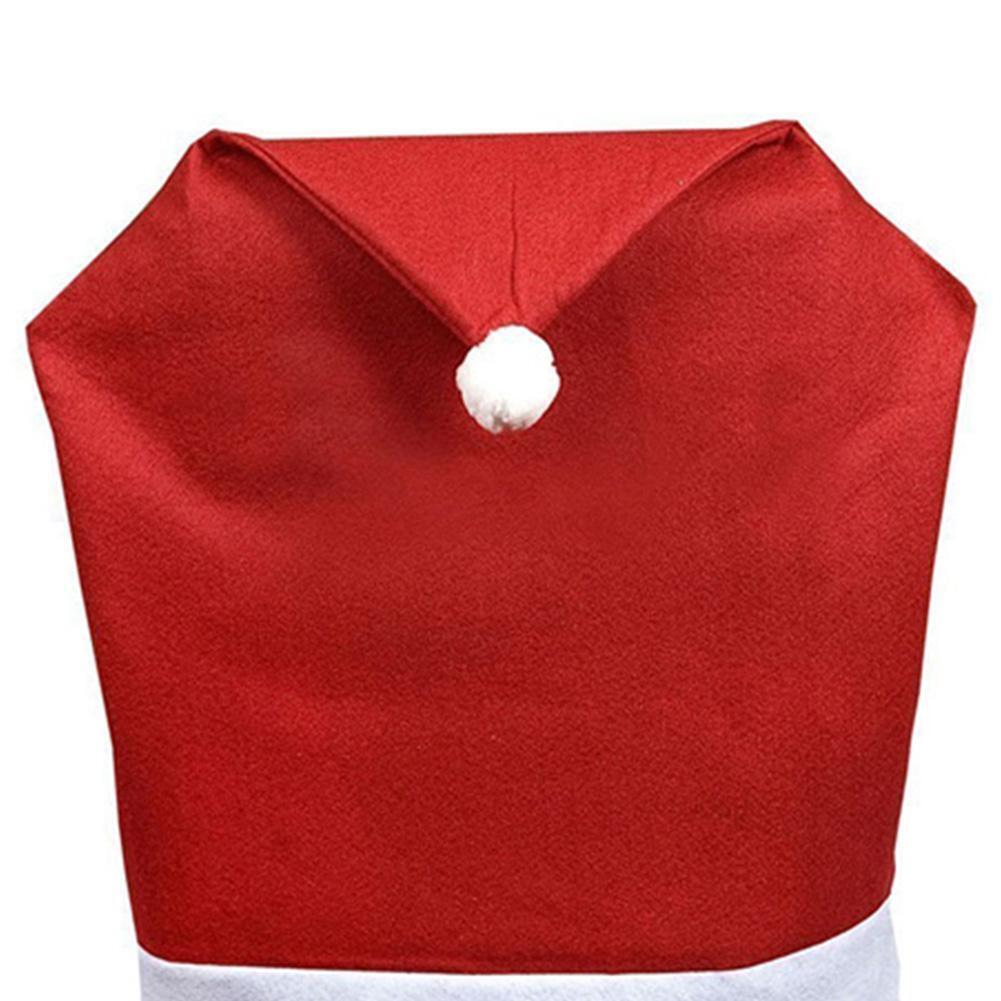 2pcs Xmas Santa Hat Chair Back Cover Home Dinner Table Art Decorative Case