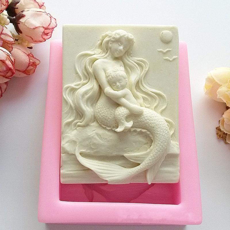 Soap Mold Mermaid Shaped Silicone Material Fondant Mould Baking Chocolate Molds