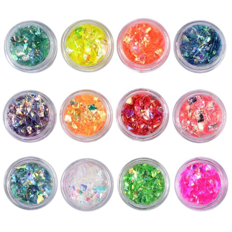 12 Colors Manicure Shell Cellophane Colorful Candy Aurora Papers Epoxy Filling